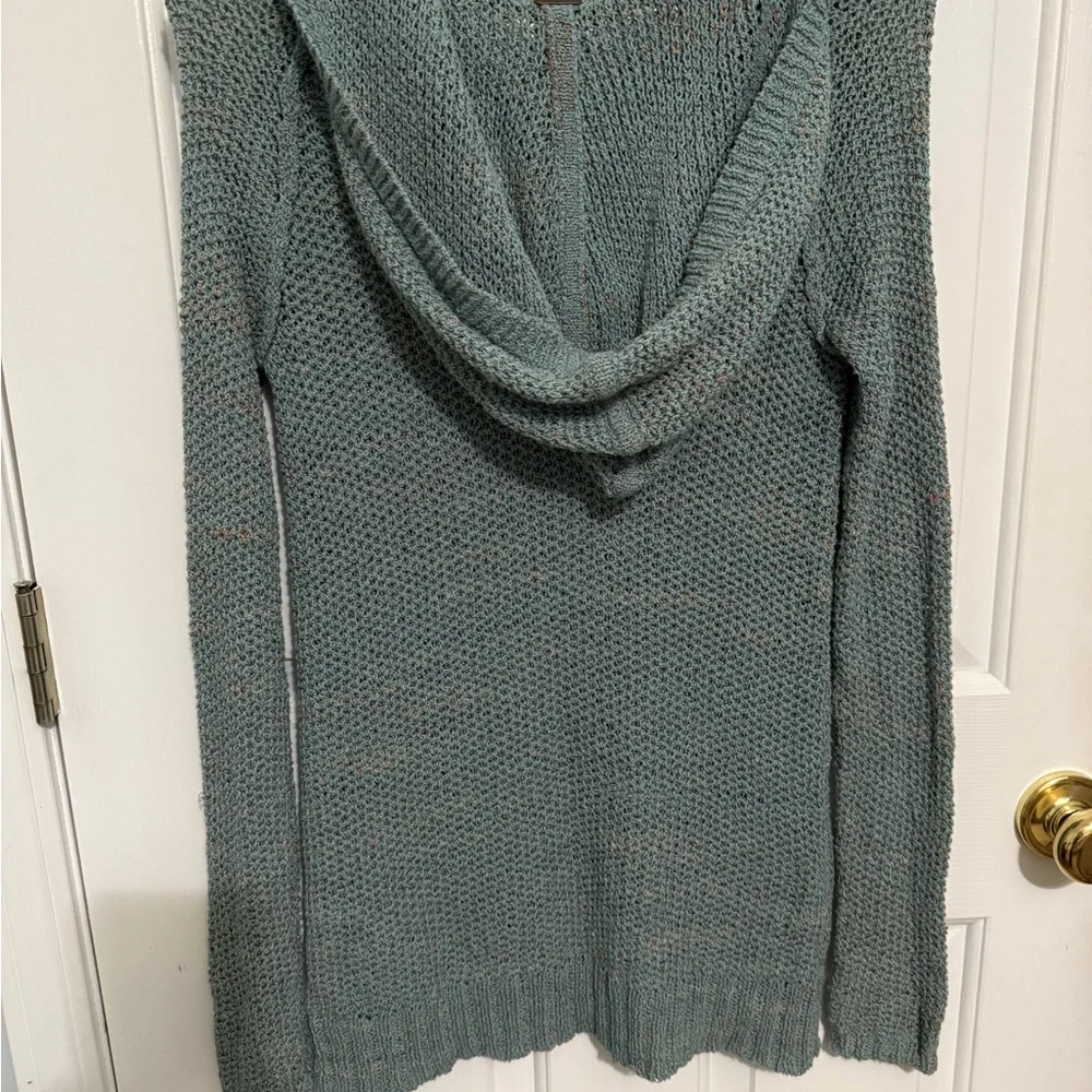 Free People Green Hooded Sweater *GOOD USED CONDITION* - Picture 8 of 11